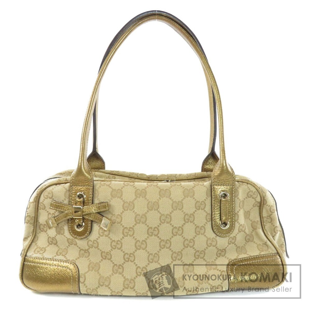 Gucci Princy GG Canvas Boston Bag beige gold